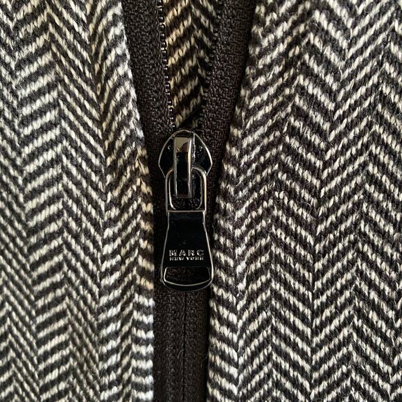 ANDREW MARC NY XL Herringbone Zip Jacket Blazer Contrast Stretch Side Panels - Picture 8 of 11
